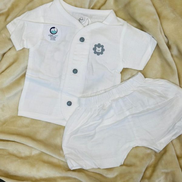 Muslin Jabla Shorts Set White