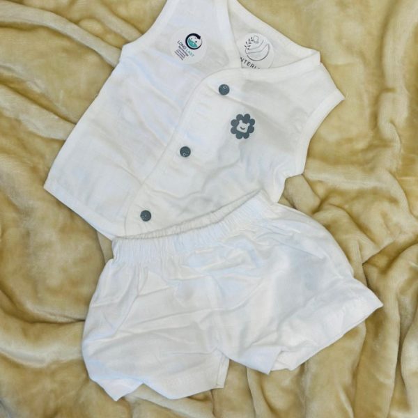 Muslin Jabla Shorts Set White