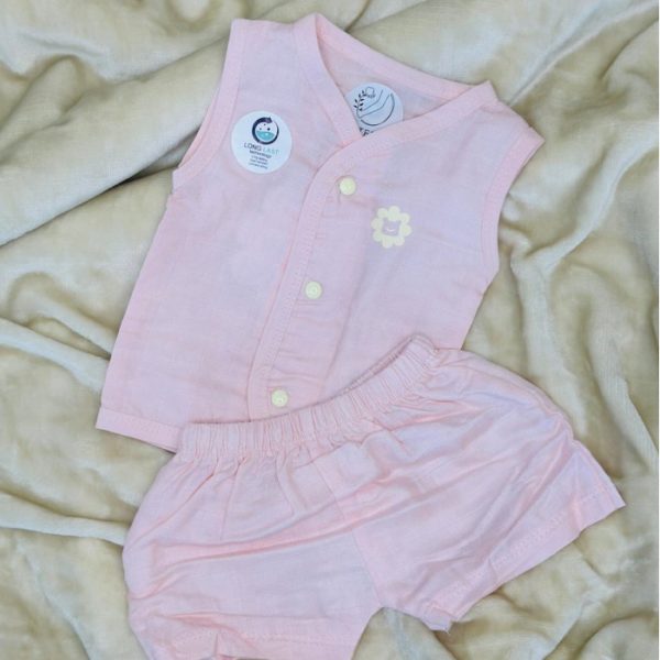 Muslin Jabla Shorts Set Pink